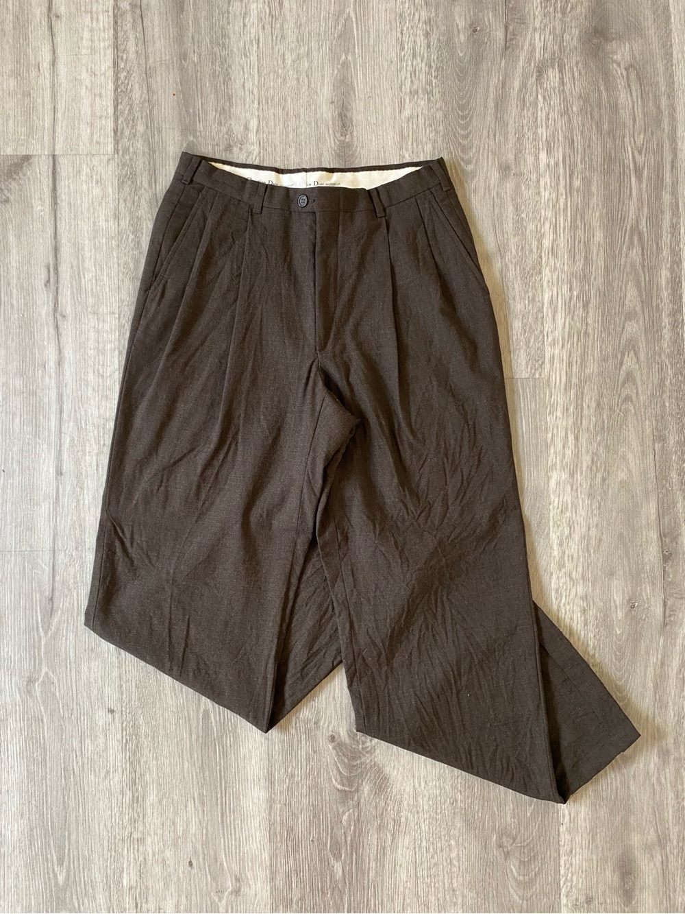 Men's Brown Pleated Dress Pants